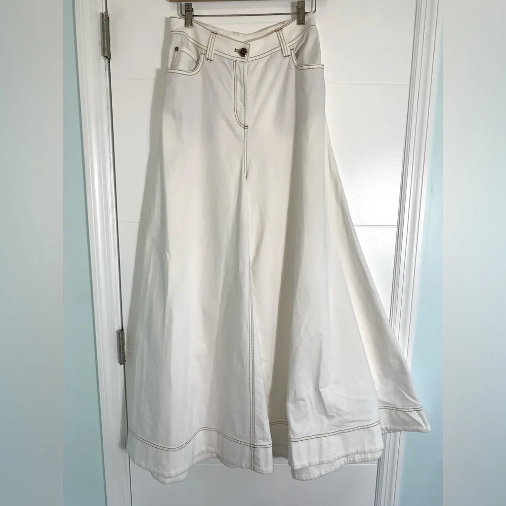 Brunello Cucinelli Womens Pants Wide Leg palazzo Jeans Culottes size 26 - Picture 9 of 14